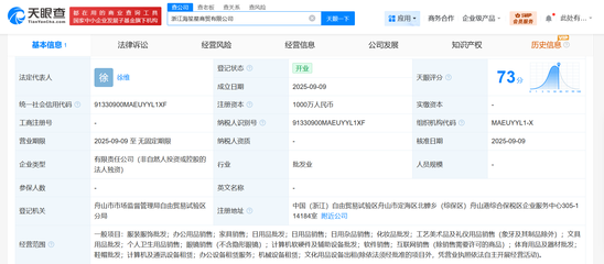 海馬體跨界布局 成立海笙星商貿公司，注冊資本1000萬進軍工藝美術品與禮儀用品市場
